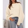 imageBTFBM Womens Pullover Sweaters Fall Winter 2025 Crew Neck Lantern Long Sleeve Casual Oversized Knit Sweater TopsBeige