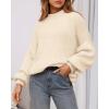 imageBTFBM Womens Pullover Sweaters Fall Winter 2025 Crew Neck Lantern Long Sleeve Casual Oversized Knit Sweater TopsBeige