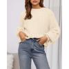 imageBTFBM Womens Pullover Sweaters Fall Winter 2025 Crew Neck Lantern Long Sleeve Casual Oversized Knit Sweater TopsBeige
