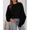 imageBTFBM Womens Pullover Sweaters Fall Winter 2025 Crew Neck Lantern Long Sleeve Casual Oversized Knit Sweater TopsBlack