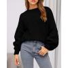 imageBTFBM Womens Pullover Sweaters Fall Winter 2025 Crew Neck Lantern Long Sleeve Casual Oversized Knit Sweater TopsBlack