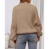 imageBTFBM Womens Pullover Sweaters Fall Winter 2025 Crew Neck Lantern Long Sleeve Casual Oversized Knit Sweater TopsKhaki