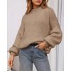 imageBTFBM Womens Pullover Sweaters Fall Winter 2025 Crew Neck Lantern Long Sleeve Casual Oversized Knit Sweater TopsKhaki