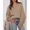 imageBTFBM Womens Pullover Sweaters Fall Winter 2025 Crew Neck Lantern Long Sleeve Casual Oversized Knit Sweater TopsKhaki