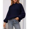 imageBTFBM Womens Pullover Sweaters Fall Winter 2025 Crew Neck Lantern Long Sleeve Casual Oversized Knit Sweater TopsNavy