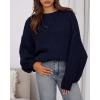 imageBTFBM Womens Pullover Sweaters Fall Winter 2025 Crew Neck Lantern Long Sleeve Casual Oversized Knit Sweater TopsNavy