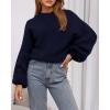 imageBTFBM Womens Pullover Sweaters Fall Winter 2025 Crew Neck Lantern Long Sleeve Casual Oversized Knit Sweater TopsNavy