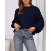 imageBTFBM Womens Pullover Sweaters Fall Winter 2025 Crew Neck Lantern Long Sleeve Casual Oversized Knit Sweater TopsNavy