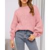 imageBTFBM Womens Pullover Sweaters Fall Winter 2025 Crew Neck Lantern Long Sleeve Casual Oversized Knit Sweater TopsPink