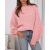 imageBTFBM Womens Pullover Sweaters Fall Winter 2025 Crew Neck Lantern Long Sleeve Casual Oversized Knit Sweater TopsPink