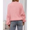 imageBTFBM Womens Pullover Sweaters Fall Winter 2025 Crew Neck Lantern Long Sleeve Casual Oversized Knit Sweater TopsPink