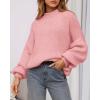 imageBTFBM Womens Pullover Sweaters Fall Winter 2025 Crew Neck Lantern Long Sleeve Casual Oversized Knit Sweater TopsPink