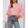 imageBTFBM Womens Pullover Sweaters Fall Winter 2025 Crew Neck Lantern Long Sleeve Casual Oversized Knit Sweater TopsPink