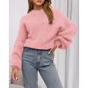 imageBTFBM Womens Pullover Sweaters Fall Winter 2025 Crew Neck Lantern Long Sleeve Casual Oversized Knit Sweater TopsPink