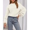imageBTFBM Womens Pullover Sweaters Fall Winter 2025 Crew Neck Lantern Long Sleeve Casual Oversized Knit Sweater TopsWhite