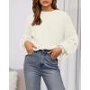 imageBTFBM Womens Pullover Sweaters Fall Winter 2025 Crew Neck Lantern Long Sleeve Casual Oversized Knit Sweater TopsWhite