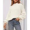 imageBTFBM Womens Pullover Sweaters Fall Winter 2025 Crew Neck Lantern Long Sleeve Casual Oversized Knit Sweater TopsWhite