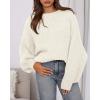 imageBTFBM Womens Pullover Sweaters Fall Winter 2025 Crew Neck Lantern Long Sleeve Casual Oversized Knit Sweater TopsWhite