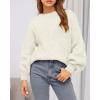 imageBTFBM Womens Pullover Sweaters Fall Winter 2025 Crew Neck Lantern Long Sleeve Casual Oversized Knit Sweater TopsWhite