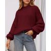 imageBTFBM Womens Pullover Sweaters Fall Winter 2025 Crew Neck Lantern Long Sleeve Casual Oversized Knit Sweater TopsWine Red