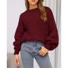 imageBTFBM Womens Pullover Sweaters Fall Winter 2025 Crew Neck Lantern Long Sleeve Casual Oversized Knit Sweater TopsWine Red
