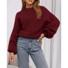 imageBTFBM Womens Pullover Sweaters Fall Winter 2025 Crew Neck Lantern Long Sleeve Casual Oversized Knit Sweater TopsWine Red