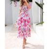 imageBTFBM Womens Square Neck Smocked Dress Summer Puff Short Sleeve Floral Casual Ruffle Tiered Maxi Wedding Guest DressesFloral Light Blue Pink