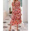 imageBTFBM Womens Square Neck Smocked Dress Summer Puff Short Sleeve Floral Casual Ruffle Tiered Maxi Wedding Guest DressesFloral Orange Pink Red