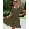 imageBTFBM Womens Summer Smocked Mini Dress Square Neck Flutter Sleeve Casual Ruffle Flared Swing Boho Beach Dresses PocketsArmy Green