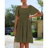 imageBTFBM Womens Summer Smocked Mini Dress Square Neck Flutter Sleeve Casual Ruffle Flared Swing Boho Beach Dresses PocketsArmy Green