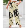 imageBTFBM Womens Wide Leg Summer Pants 2025 Boho Beach Vacation Loose Elastic Waist Printed Palazzo Pant PocketsFloral Black Apricot