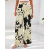 imageBTFBM Womens Wide Leg Summer Pants 2025 Boho Beach Vacation Loose Elastic Waist Printed Palazzo Pant PocketsFloral Black Apricot