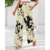 imageBTFBM Womens Wide Leg Summer Pants 2025 Boho Beach Vacation Loose Elastic Waist Printed Palazzo Pant PocketsFloral Black Apricot