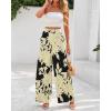imageBTFBM Womens Wide Leg Summer Pants 2025 Boho Beach Vacation Loose Elastic Waist Printed Palazzo Pant PocketsFloral Black Apricot