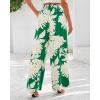 imageBTFBM Womens Wide Leg Summer Pants 2025 Boho Beach Vacation Loose Elastic Waist Printed Palazzo Pant PocketsFloral Green Apricot
