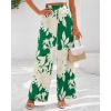 imageBTFBM Womens Wide Leg Summer Pants 2025 Boho Beach Vacation Loose Elastic Waist Printed Palazzo Pant PocketsFloral Green Apricot