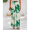 imageBTFBM Womens Wide Leg Summer Pants 2025 Boho Beach Vacation Loose Elastic Waist Printed Palazzo Pant PocketsFloral Green Apricot