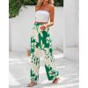 imageBTFBM Womens Wide Leg Summer Pants 2025 Boho Beach Vacation Loose Elastic Waist Printed Palazzo Pant PocketsFloral Green Apricot
