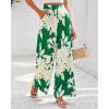 imageBTFBM Womens Wide Leg Summer Pants 2025 Boho Beach Vacation Loose Elastic Waist Printed Palazzo Pant PocketsFloral Green Apricot