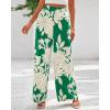imageBTFBM Womens Wide Leg Summer Pants 2025 Boho Beach Vacation Loose Elastic Waist Printed Palazzo Pant PocketsFloral Green Apricot