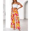imageBTFBM Womens Wide Leg Summer Pants 2025 Boho Beach Vacation Loose Elastic Waist Printed Palazzo Pant PocketsPrint Beige Multicolor