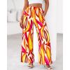imageBTFBM Womens Wide Leg Summer Pants 2025 Boho Beach Vacation Loose Elastic Waist Printed Palazzo Pant PocketsPrint Beige Multicolor