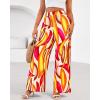 imageBTFBM Womens Wide Leg Summer Pants 2025 Boho Beach Vacation Loose Elastic Waist Printed Palazzo Pant PocketsPrint Beige Multicolor