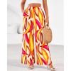 imageBTFBM Womens Wide Leg Summer Pants 2025 Boho Beach Vacation Loose Elastic Waist Printed Palazzo Pant PocketsPrint Beige Multicolor