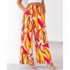 imageBTFBM Womens Wide Leg Summer Pants 2025 Boho Beach Vacation Loose Elastic Waist Printed Palazzo Pant PocketsPrint Beige Multicolor