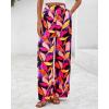 imageBTFBM Womens Wide Leg Summer Pants 2025 Boho Beach Vacation Loose Elastic Waist Printed Palazzo Pant PocketsPrint Black Multicolor