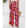imageBTFBM Womens Wide Leg Summer Pants 2025 Boho Beach Vacation Loose Elastic Waist Printed Palazzo Pant PocketsPrint Black Multicolor