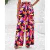 imageBTFBM Womens Wide Leg Summer Pants 2025 Boho Beach Vacation Loose Elastic Waist Printed Palazzo Pant PocketsPrint Black Multicolor