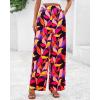 imageBTFBM Womens Wide Leg Summer Pants 2025 Boho Beach Vacation Loose Elastic Waist Printed Palazzo Pant PocketsPrint Black Multicolor