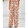 imageBTFBM Womens Wide Leg Summer Pants 2025 Boho Beach Vacation Loose Elastic Waist Printed Palazzo Pant PocketsPrint White Brown